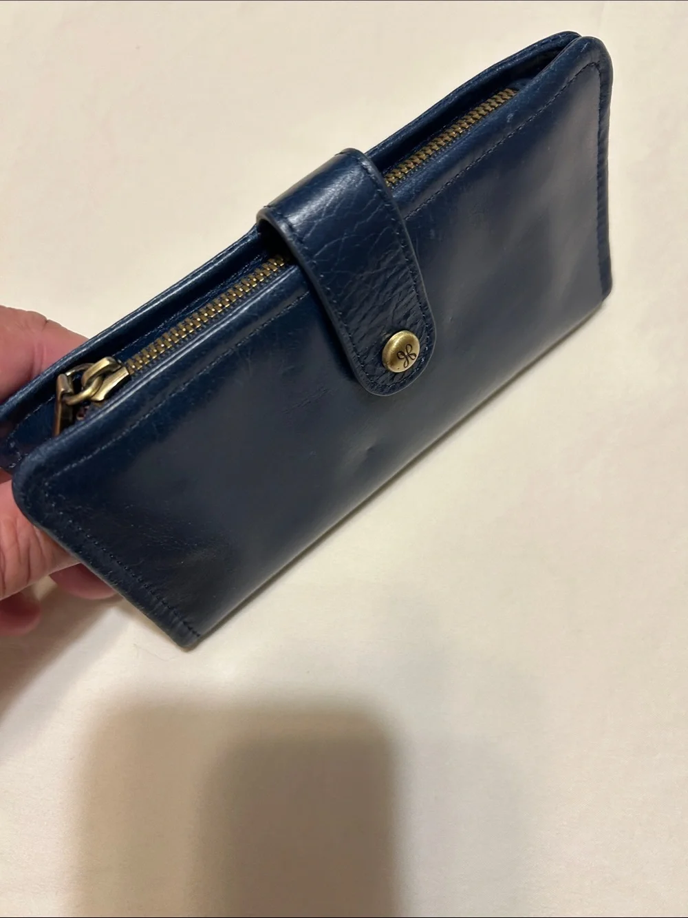 HOBO Navy Blue Leather Snap Wallet